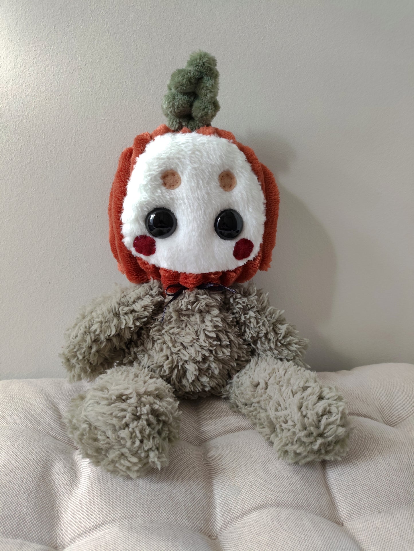 JOE - Original Unique Art piece - Handmade textile pumpkin sculpture