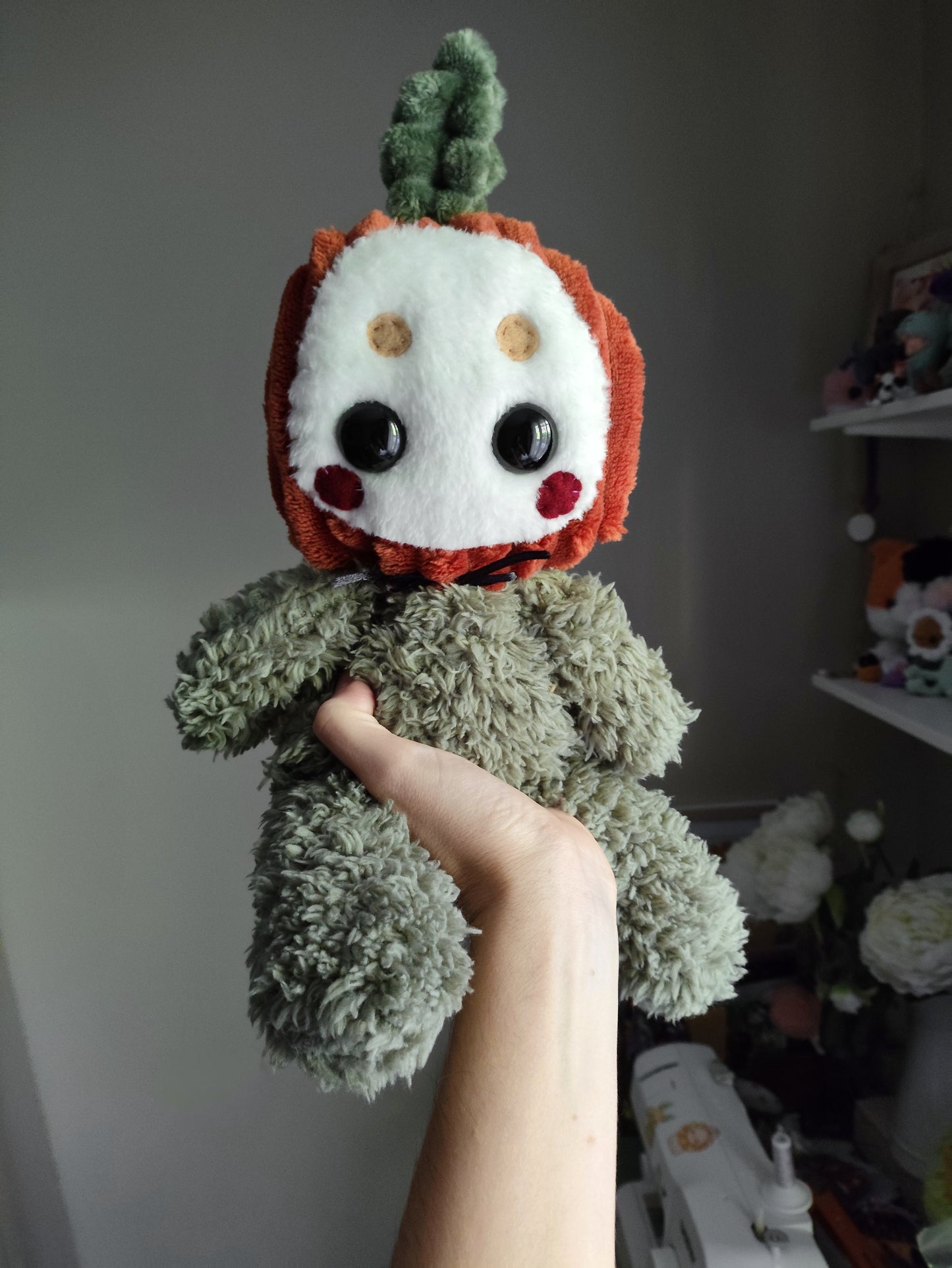 JOE - Original Unique Art piece - Handmade textile pumpkin sculpture